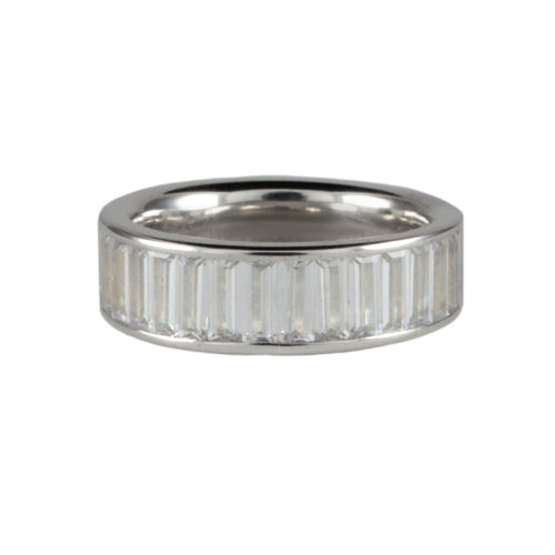 Platinum Half Eternity 2.00ct Ring Vertical Baguette Cut Diamonds Art Deco Style