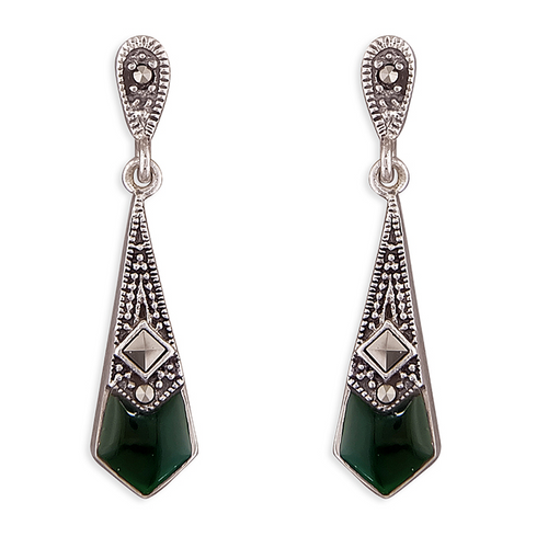 Art Deco Style Green Agate Earrings