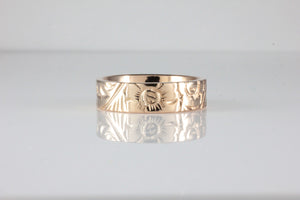 Floral Engraved Victorian Style Band in 18ct Rose Gold