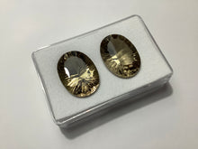 Load image into Gallery viewer, Pair of Oval Smokey Quartz Laser Cut Loose Stones 22x16mm