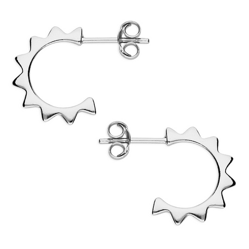 Starburst Small Hoop Stud Earrings Silver