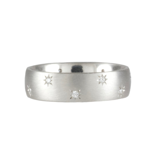 Platinum Staggered Fully Star Set Diamond band
