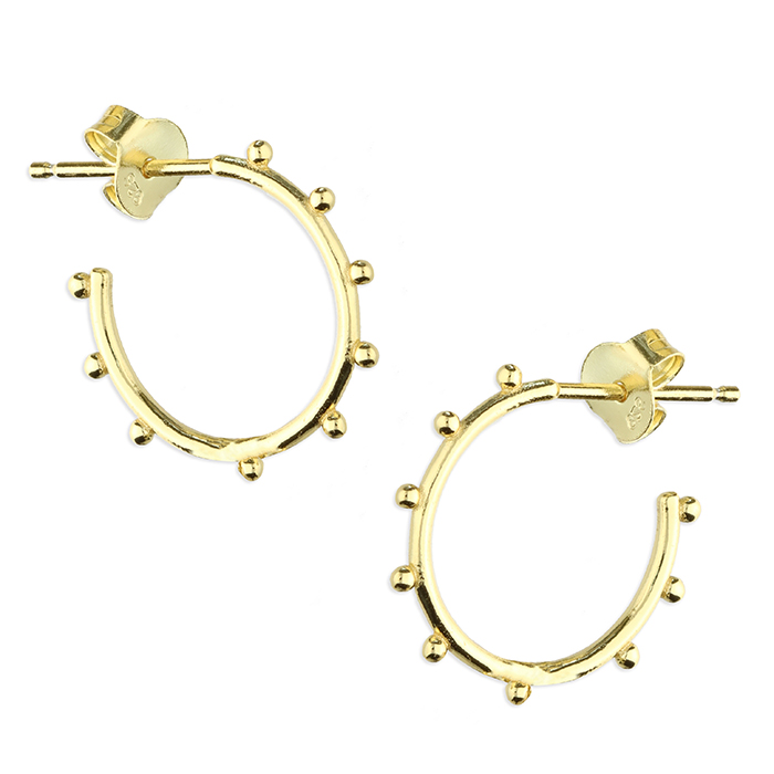Etruscan Stud Earrings Hoops Yellow