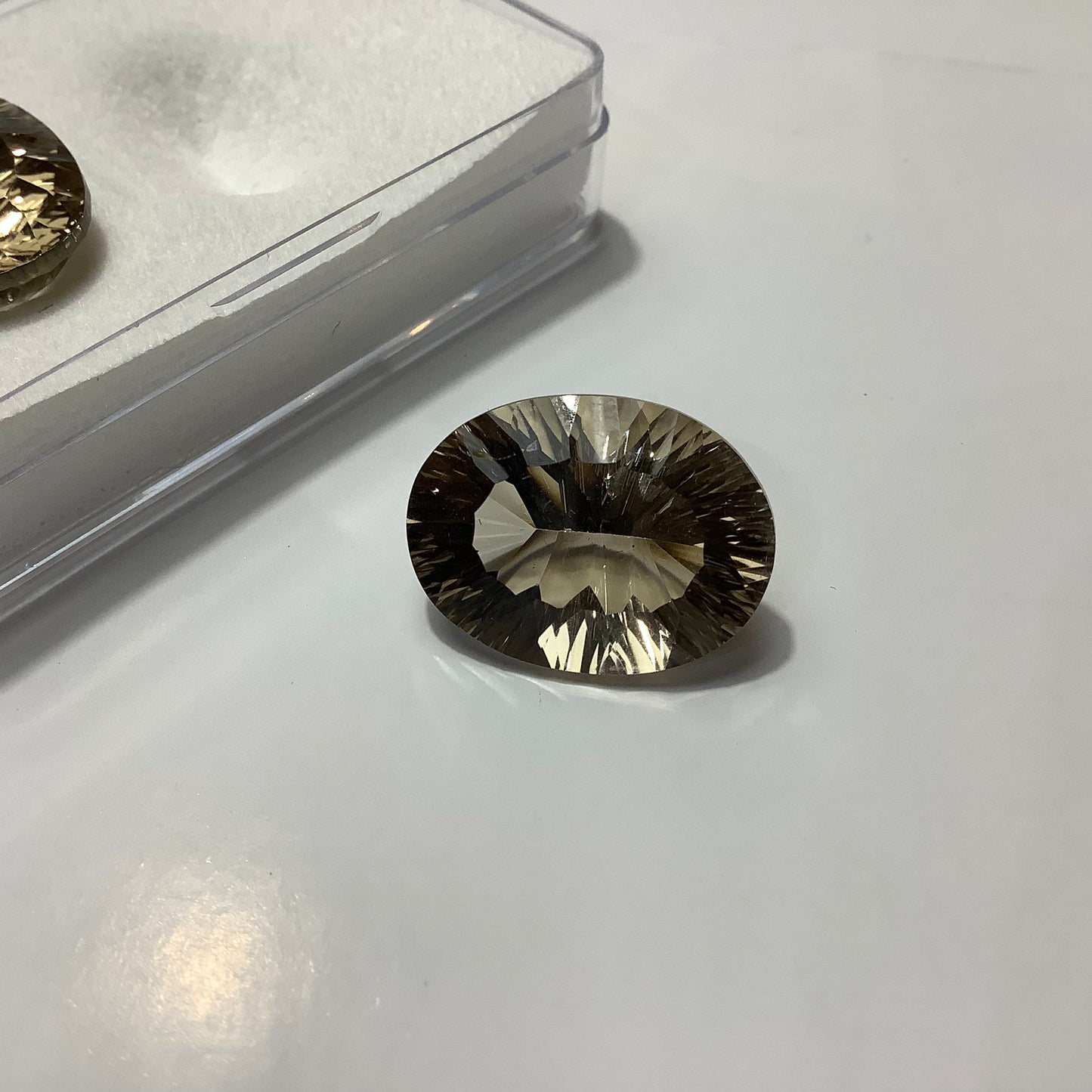 Pair of Oval Smokey Quartz Laser Cut Loose Stones 20x15mm