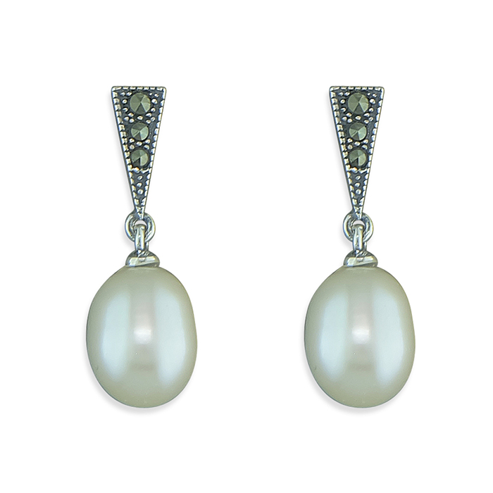 Art Deco Style Pearl Drop Earrings