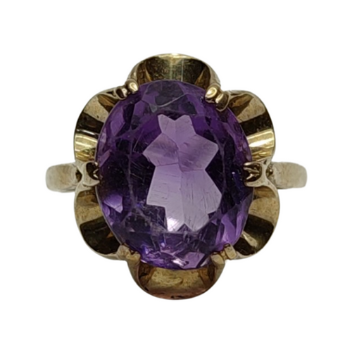 c.1972 Amethyst & 9ct Yellow Gold Cocktail Ring