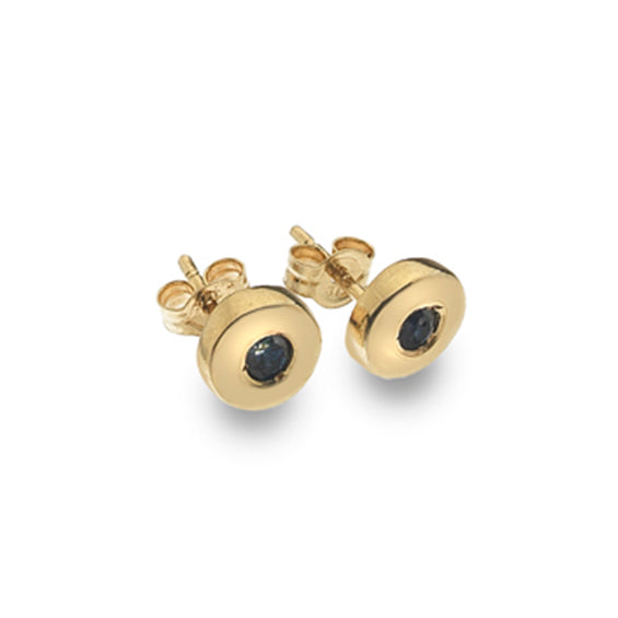 Sapphire 9ct Yellow Gold Stud Earrings
